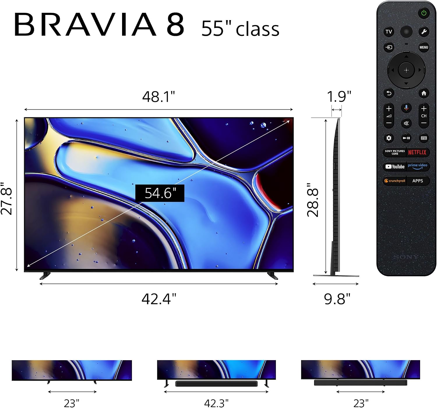Sony K55XR80 55 Inch IMAX Enhanced Bravia OLED 4K HDR Google TV with a Walts TV Medium Full Motion Mount for 32'-65' Compatible TV's and Walts HDTV Screen Cleaner Kit (2024)