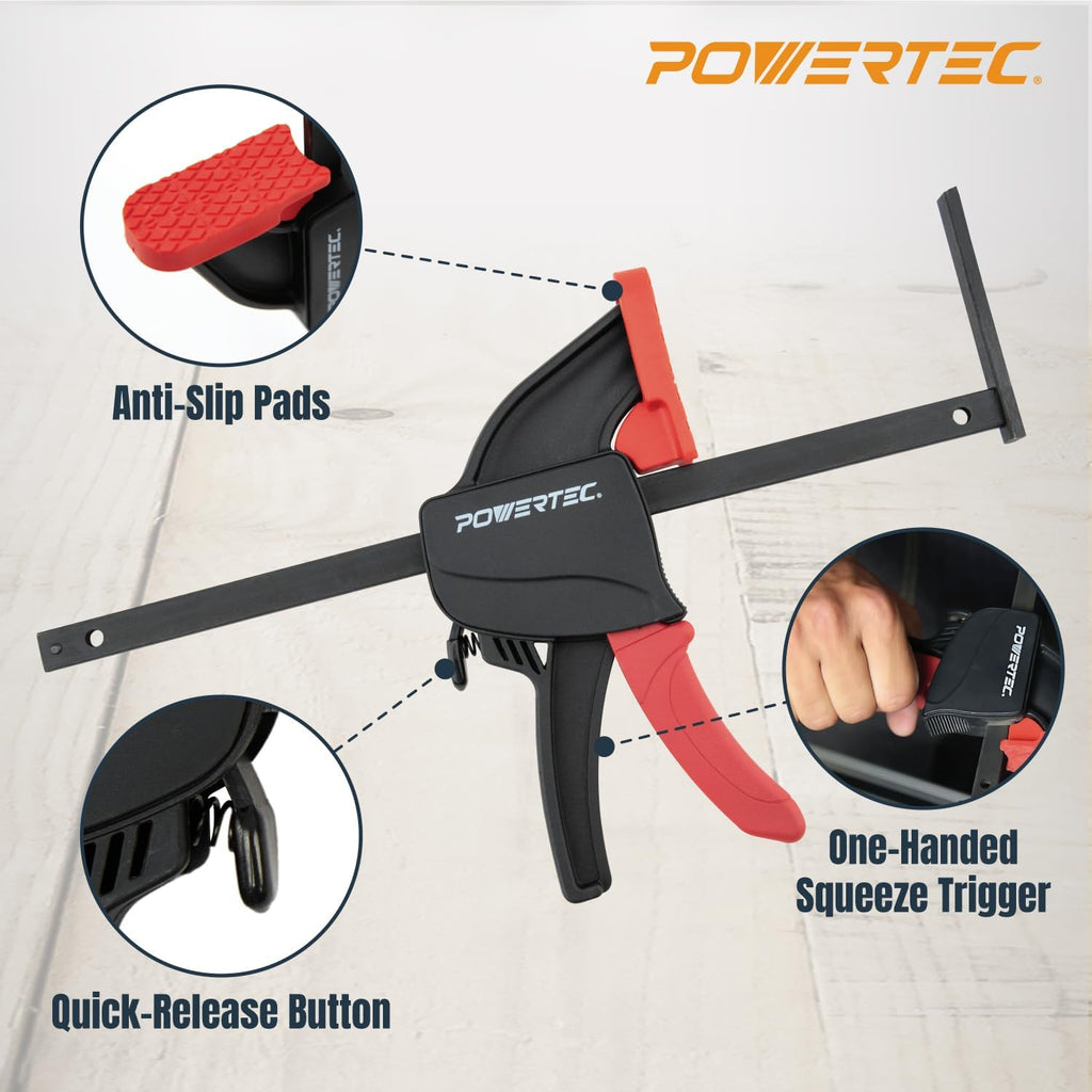 POWERTEC 72460 110' Track Saw Guide Rail Joining Set for Milwaukee Track Saws w/Quick Release Clamps for Woodworking Projects