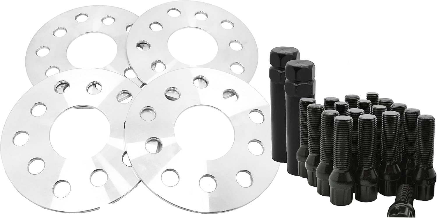 4 Pc 5x112 MM Hub Centric 20 MM Wheel Spacers 66.6 Wheel Bore + Black M14x1.5 Conical Spline Tuner Bolts Aftermarket Wheels Works with Audi 2009 + A4 A5 A6 A7 A8 S4 S5 S6 S7 + More
