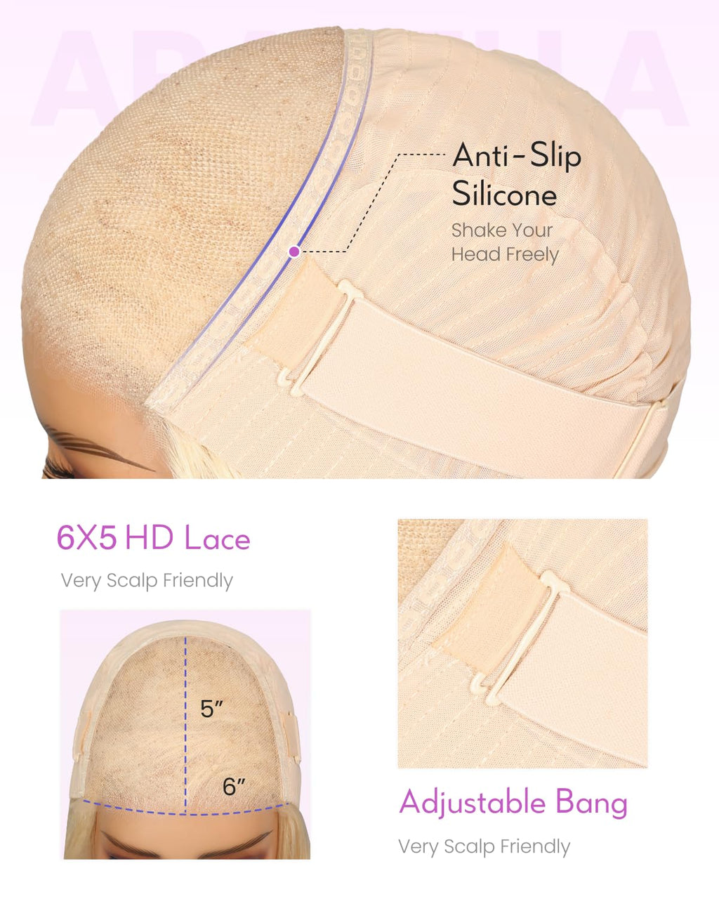 Arabella 5x6 Ready to Go Glueless Wigs Human Hair 210% Density 613 Blonde Bob Wig Human Hair 613 Lace Front Bob Wig Human Hair Pre-Cut Lace Glueless Wigs Human Hair 14inch
