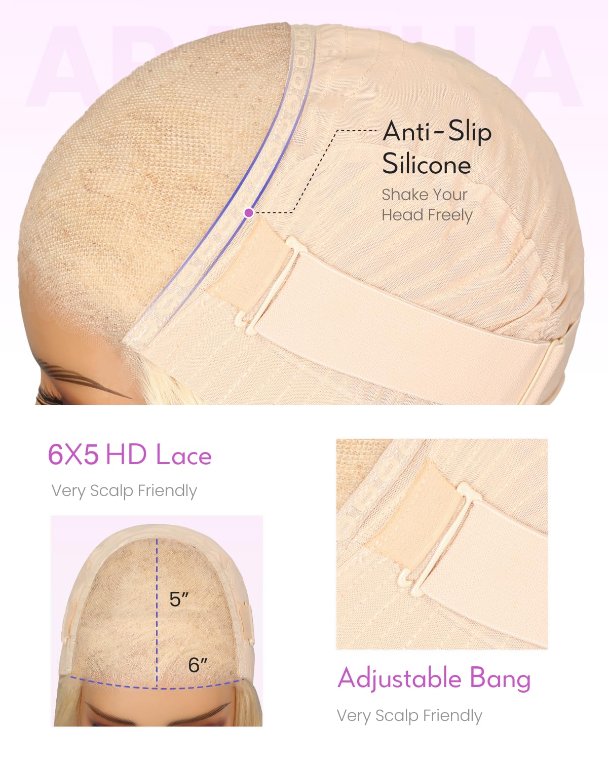 Arabella 5x6 Ready to Go Glueless Wigs Human Hair 210% Density 613 Blonde Bob Wig Human Hair 613 Lace Front Bob Wig Human Hair Pre-Cut Lace Glueless Wigs Human Hair 14inch