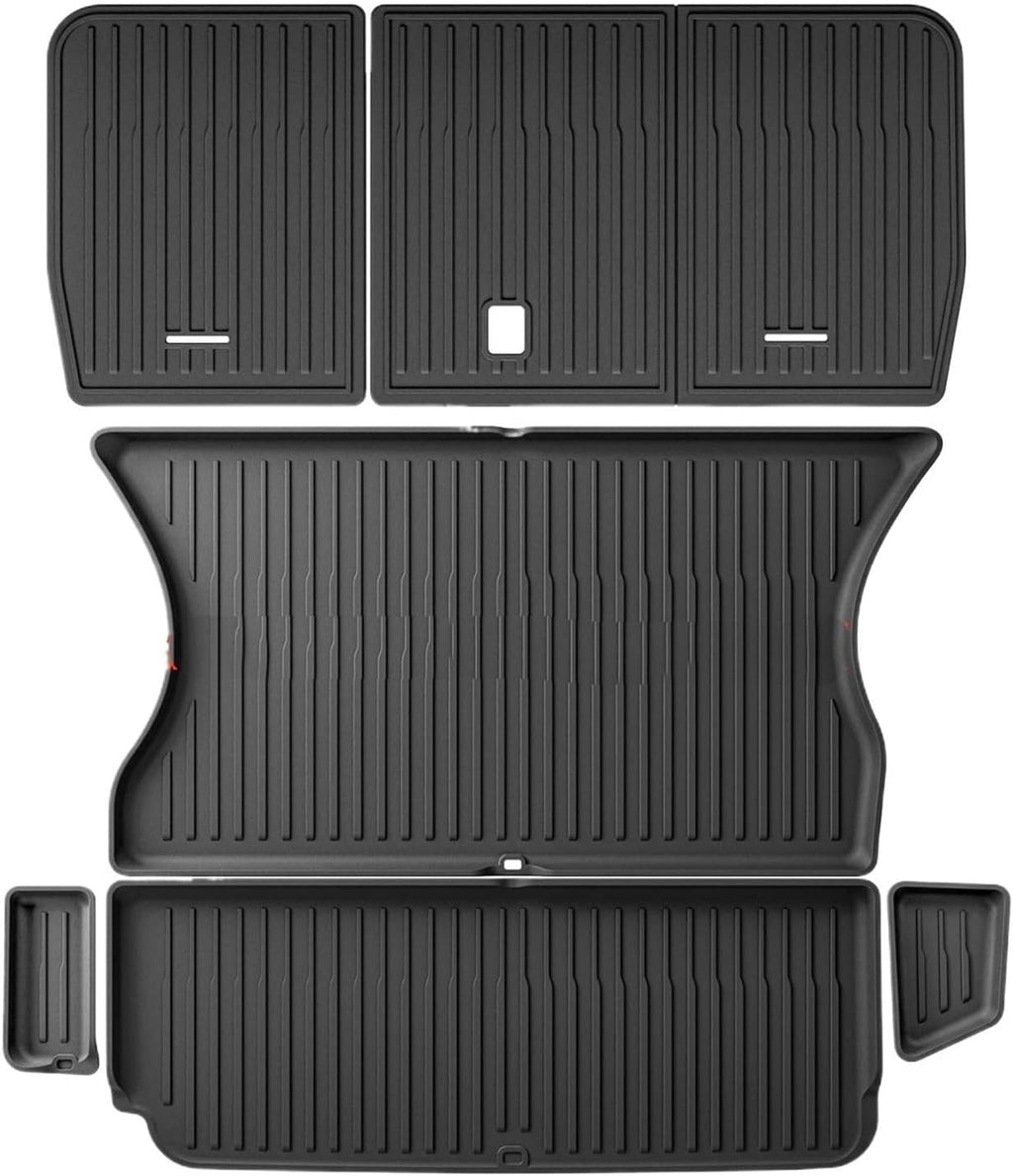 Compatible with Tesla Model X 2024 5/6/7 Seat TPE 3D Car Floor Mats Cargo Liner Trunk Pad Waterproof Protective Left Rudder(5seats 6PCS)