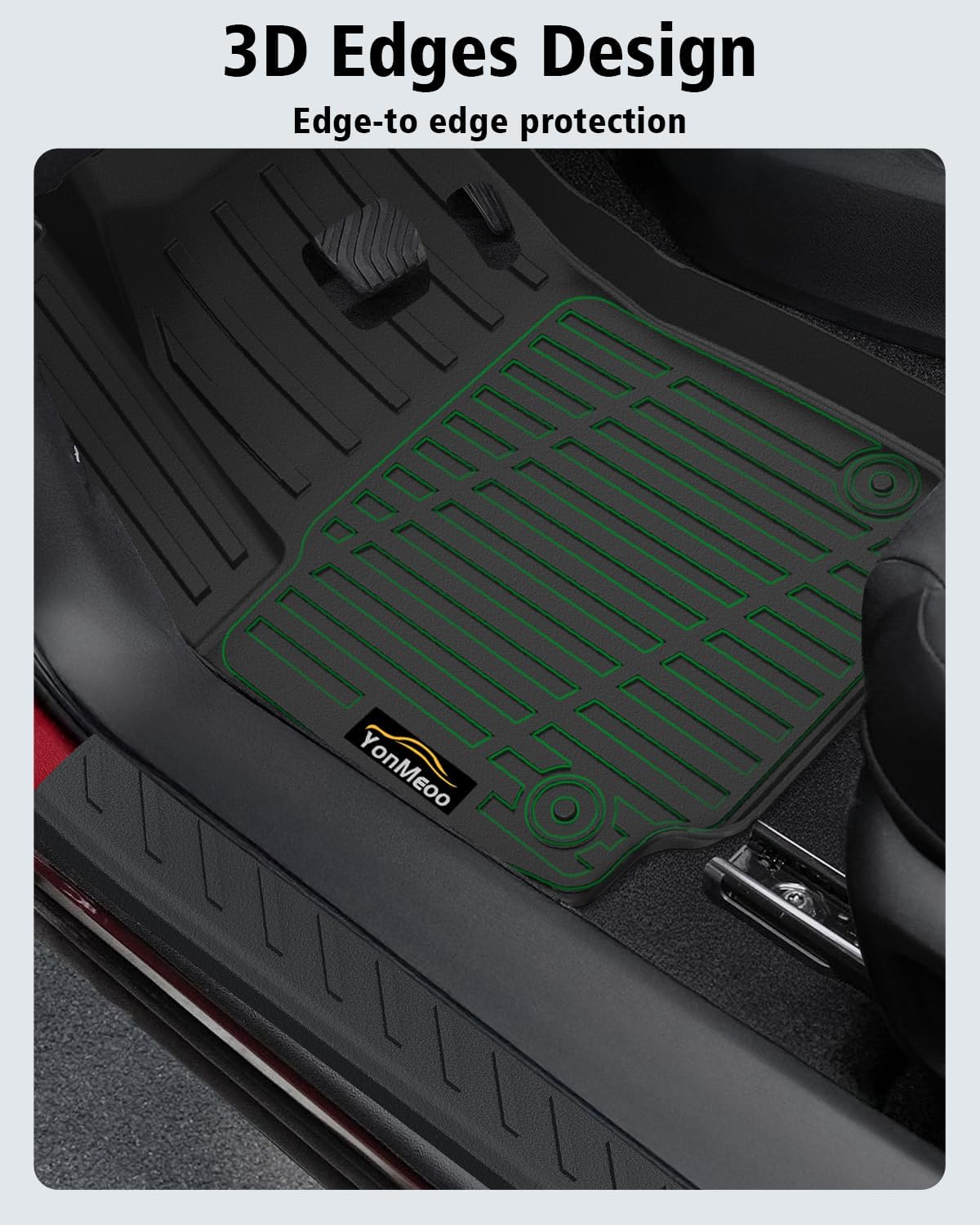Floor Mats Custom for GMC Terrain 2018-2024 Trunk Mat with Backrest Mat All Weather TPE Full Set Liners Cargo Protector & Door Sill Guards for Terrain Accessories, Black