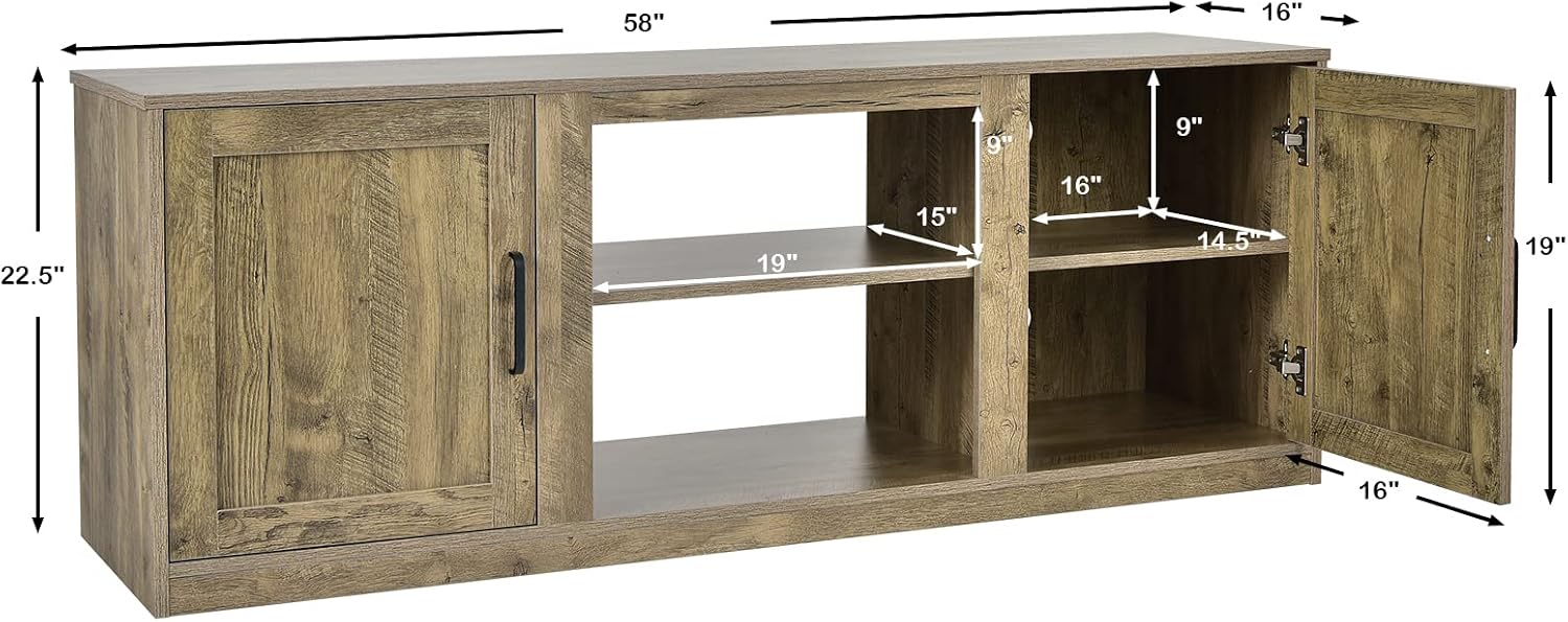 Tangkula Farmhouse TV Stand with Double Barn Doors, Media Entertainment Center for TVs up to 65 Inch, Rustic Wood TV Console Table with Storage Cabinets & Adjustable Shelves for Living Room