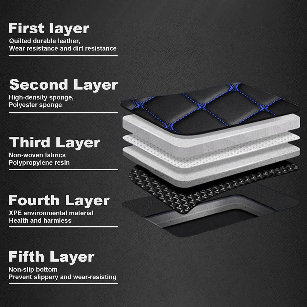 Custom Fit Leather Car Floor Mats for Ford Mustang 2024,Waterproof Anti-Slip Vehicle Floor Liners, Durable Easy Clean Interior Protection Mats(Full Set/Red Beige)