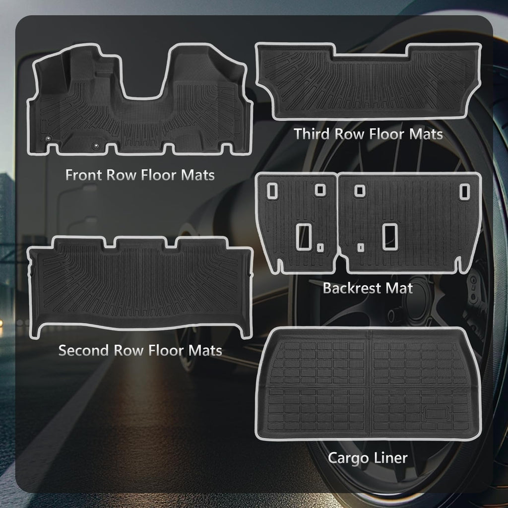 Floor Mats Compatible with Honda Odyssey 2005-2010,All Weather Protection Duarble TPE Cargo Liner with Backrest Mats Accessories Compatible with Honda Odyssey 2005 2006 2007 2008 2009 2010