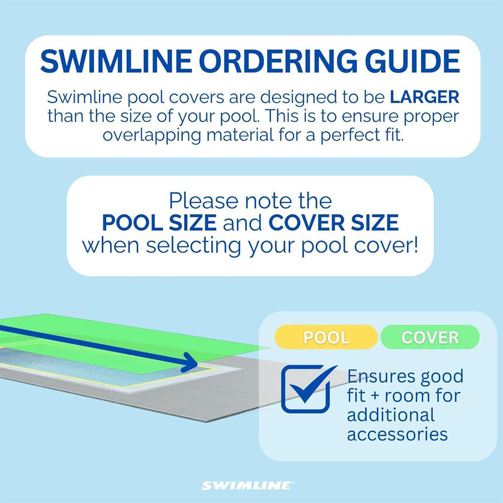 SWIMLINE HYDROTOOLS Super Guard Heavy Duty Pool Cover For Above Ground Swimming Pools |35 X 55 FT Cover | Blue / Black | Water Tube Sleeves | UV Protected For 30X50 FT Rectangle Pools | CO83555R