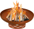 KOL Fire Pit for Outside Wood Burning, 35.5 Inch Large Round Firepit Bowl Outdoor and Patio, Heavy-Duty Bonfire Pit Oxidized Finish, Free-Standing, Camping Backyard Terrace