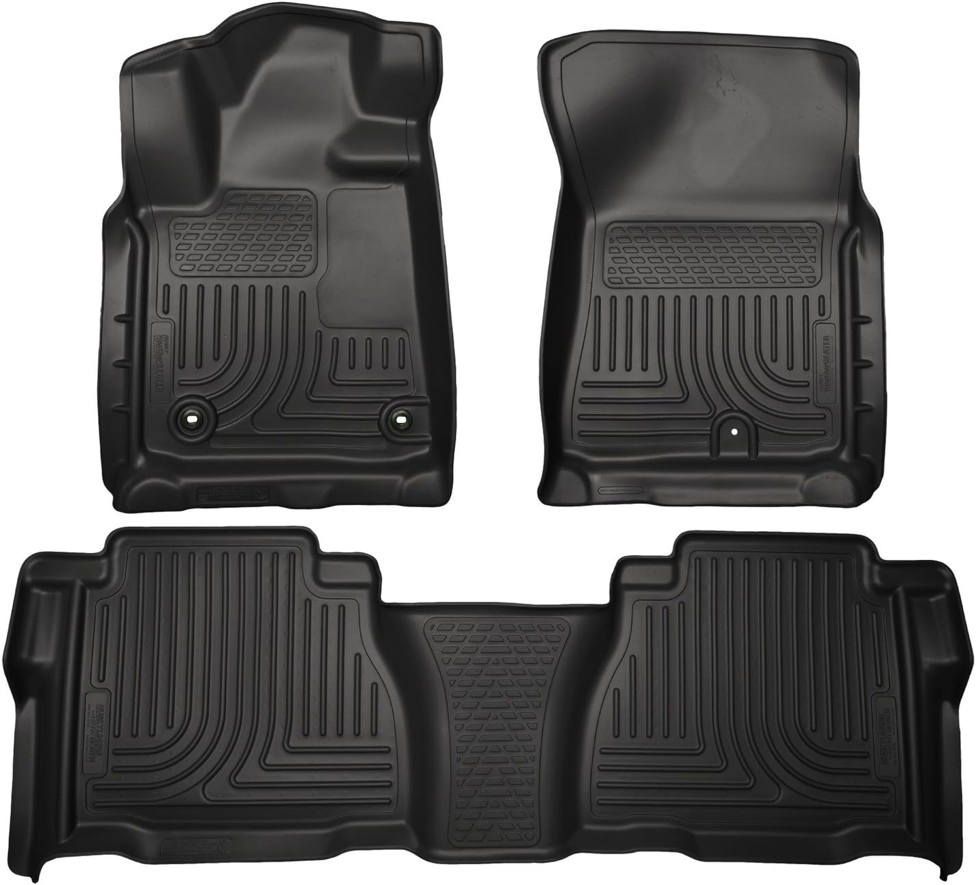 Husky Liners Weatherbeater Floor Mats | Fits 2012-2013 Toyota Tundra, CREWMAX & Double CAB ONLY | Front & 2nd Row, 3-pc Black - 99591
