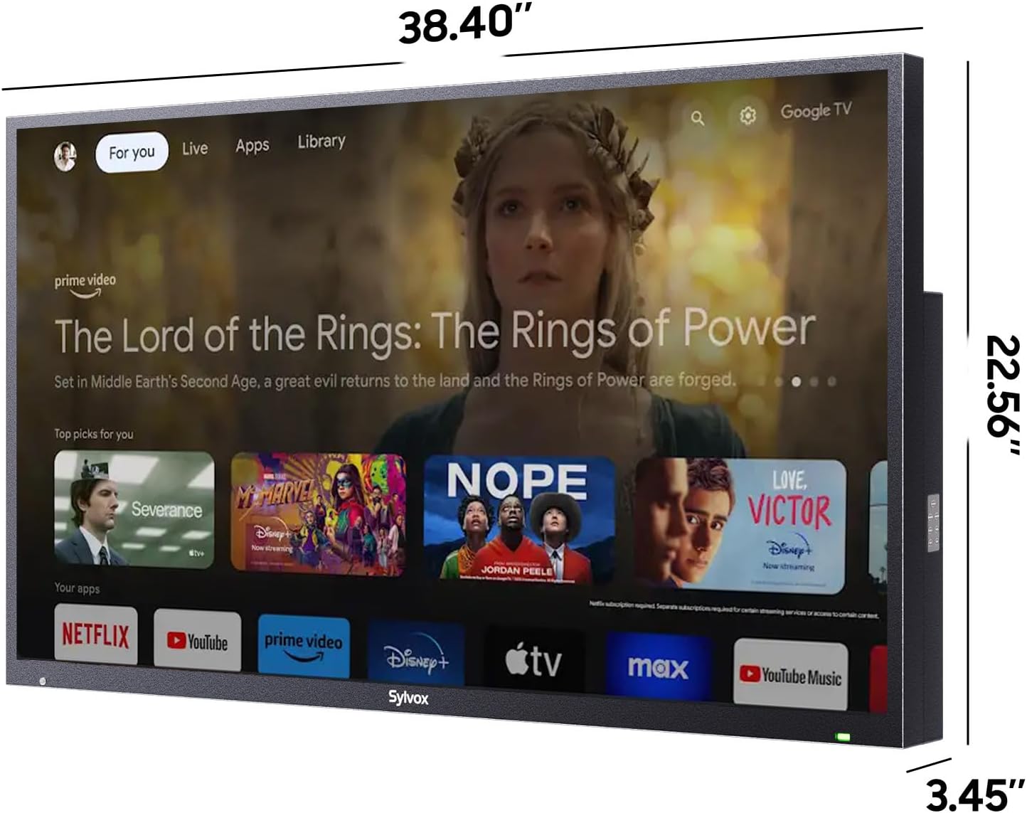 SYLVOX Outdoor TV with Soundbar & Wall Mount & Cover, 43 inch 4K UHD QLED Smart TVs, Weatherproof, IP56 Waterproof, 1000 Nits Partial Sun, Support Google Assistant, Wide Viewing Angle (2026 Model)