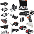 Cordless Power Tool Combo Kit, 20V Electric Tool Set, 10 Electric Tools Multi-Functional Woodworking Set, with 2 * 4.0Ah Batteries and Carrying Case, Used for Homes and Gardens