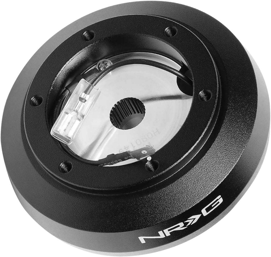 NRG Innovations NRG-SRK-122H Steering Wheel Quick Release Short Hub Adapter 6 X 70mm Bolt Pattern, Retain Horn & Turn Signals, Black Body