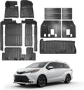 Compatible for 2021-2025 2026 Toyota Sienna Floor mats Full Set All Weather car Floor mats for Toyota Sienna 2026 2025 2024 2023 2022 2021 Accessories (Only Fit 8 Passenger Model with Spare tire)
