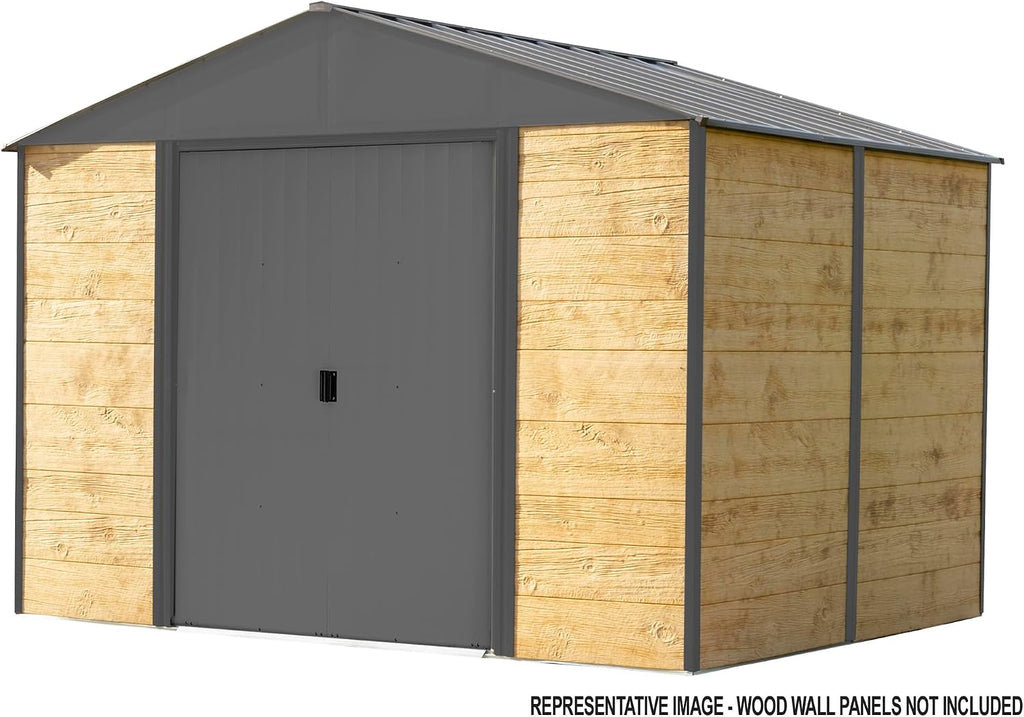 Arrow Shed 8' x 8' Ironwood Galvanized Steel Outdoor Shed Kit, Anthracite