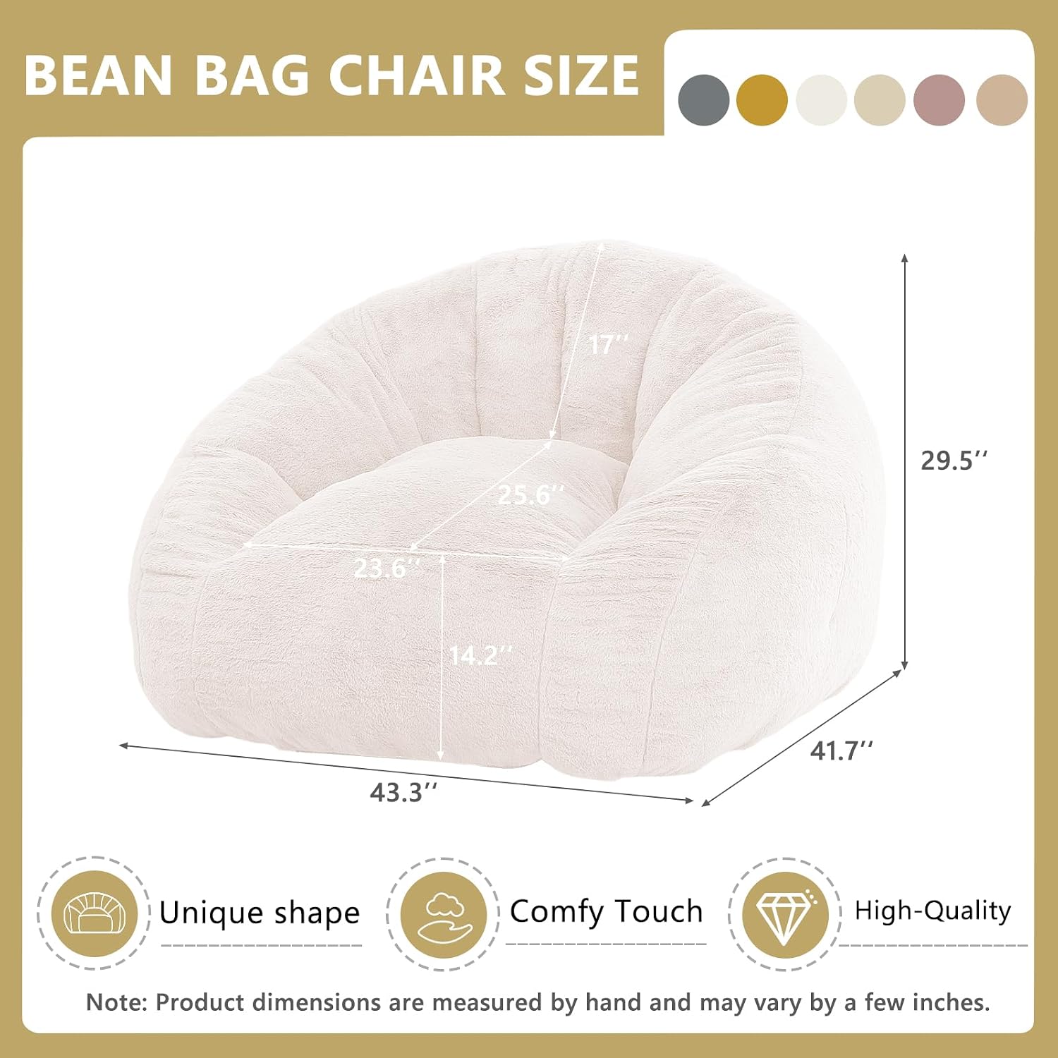 Bean Bag Chair for Adults, Soft Faux Fur Giant Beanbag Chairs, Oversized Cozy Bean Bag Couch Large Reading Chair, Comfy Bean Bag Sofa for Living Room, Bedroom & Dorm, Light Pink