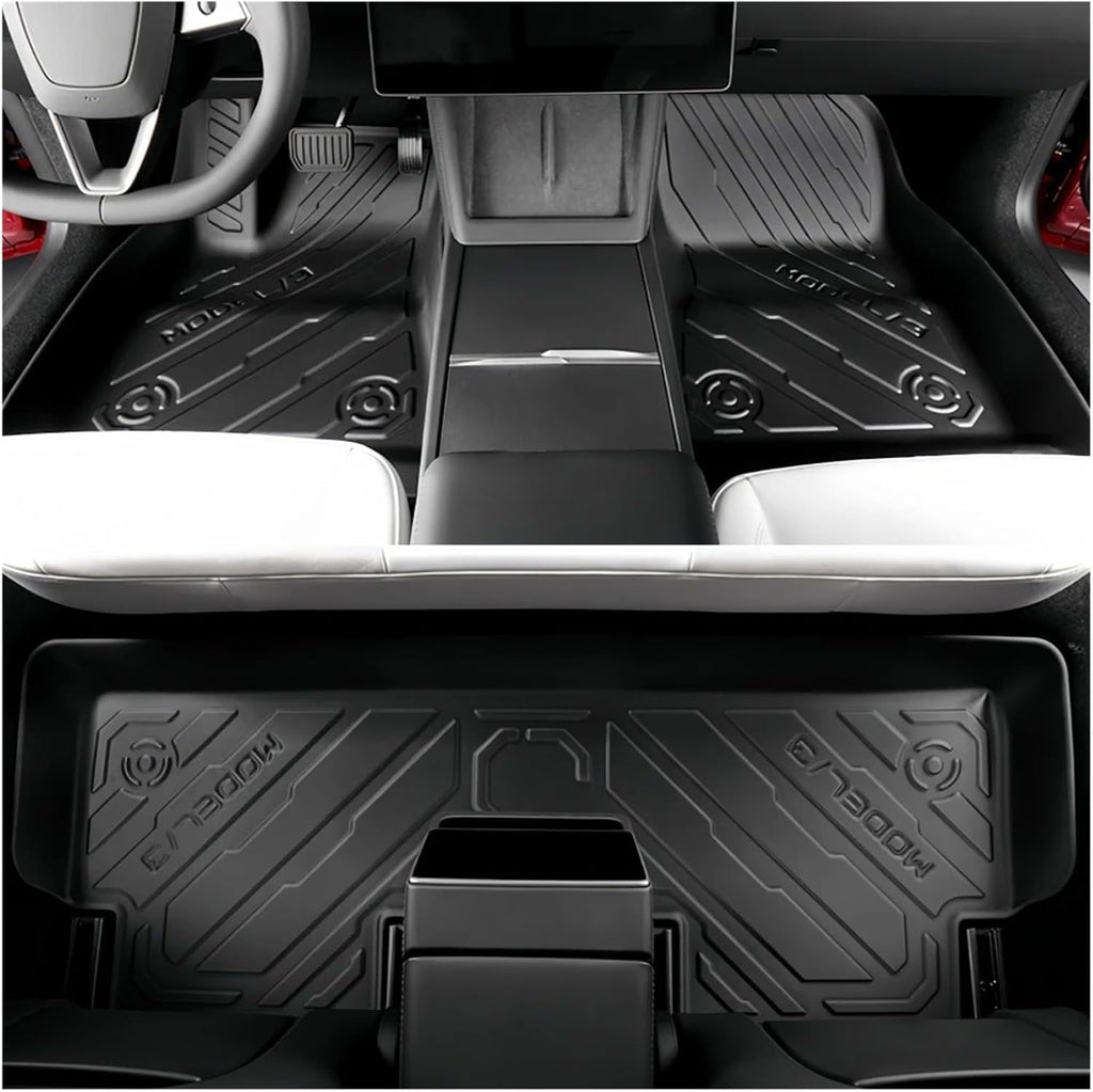 Floor Mats Compatible with Tesla Model 3 2024 Highland All Weather Cargo Liner Floor Mats Frunk Trunk Mats Backseat Protector Pad(9pcs Set)