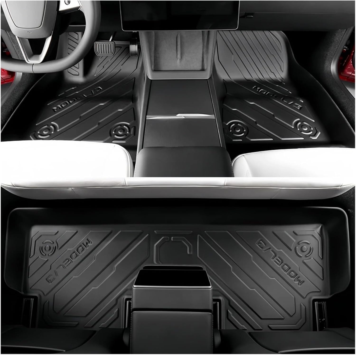 Floor Mats Compatible with Tesla Model 3 2024 Highland All Weather Cargo Liner Floor Mats Frunk Trunk Mats Backseat Protector Pad(Back seat pad)