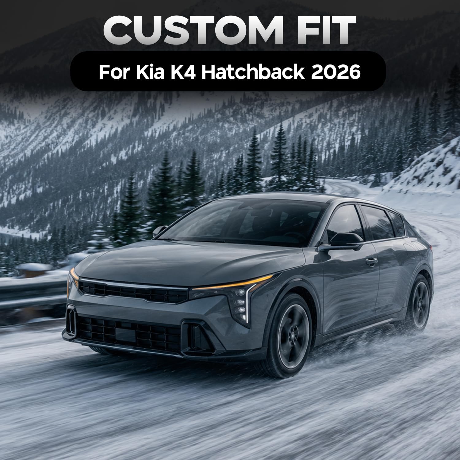 Floor Mats Compatible with Kia K4 Hatchback 2026(Not for Sedan),All Weather Protection Duarble TPE Cargo Liner with Door Sill Guards Accessories Compatible with Kia K4 Hatchback 2026