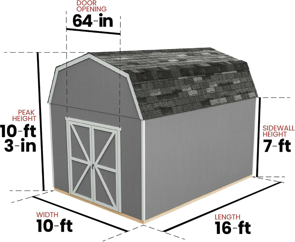 Handy Home Products Braymore 10x16 Do-It-Yourself Wooden Storage Shed with Floor Kit- Does not Include Paint or Roofing Shingles