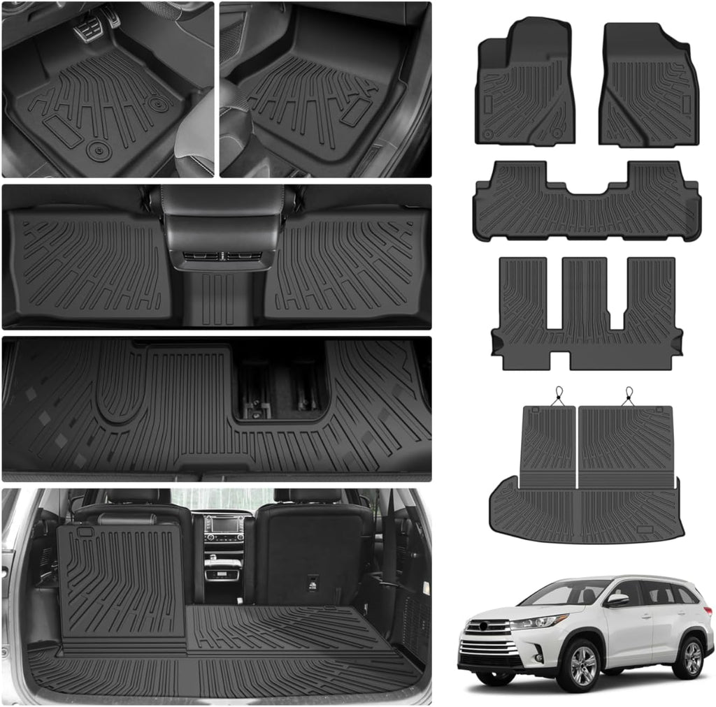 Cartist Floor Mats for Toyota Highlander 7 Seats (Not for Hybrid Models) 2014-2019, All Weather Cargo Liner for Highlander Accessories, Heavy Duty TPE Cargo Mats, Car Accessories