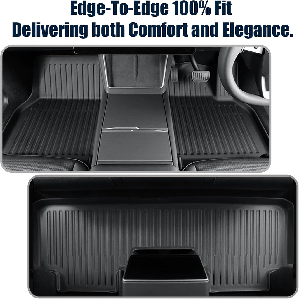 Custom Fit Floor Mats for Tesla Model 3 2024-2026 Highland 5-Seater, All Weather TPE Waterproof Odorless Complete Set with Seat Back Liner & Trunk Sill Guard Interior Accessories (8PCS)