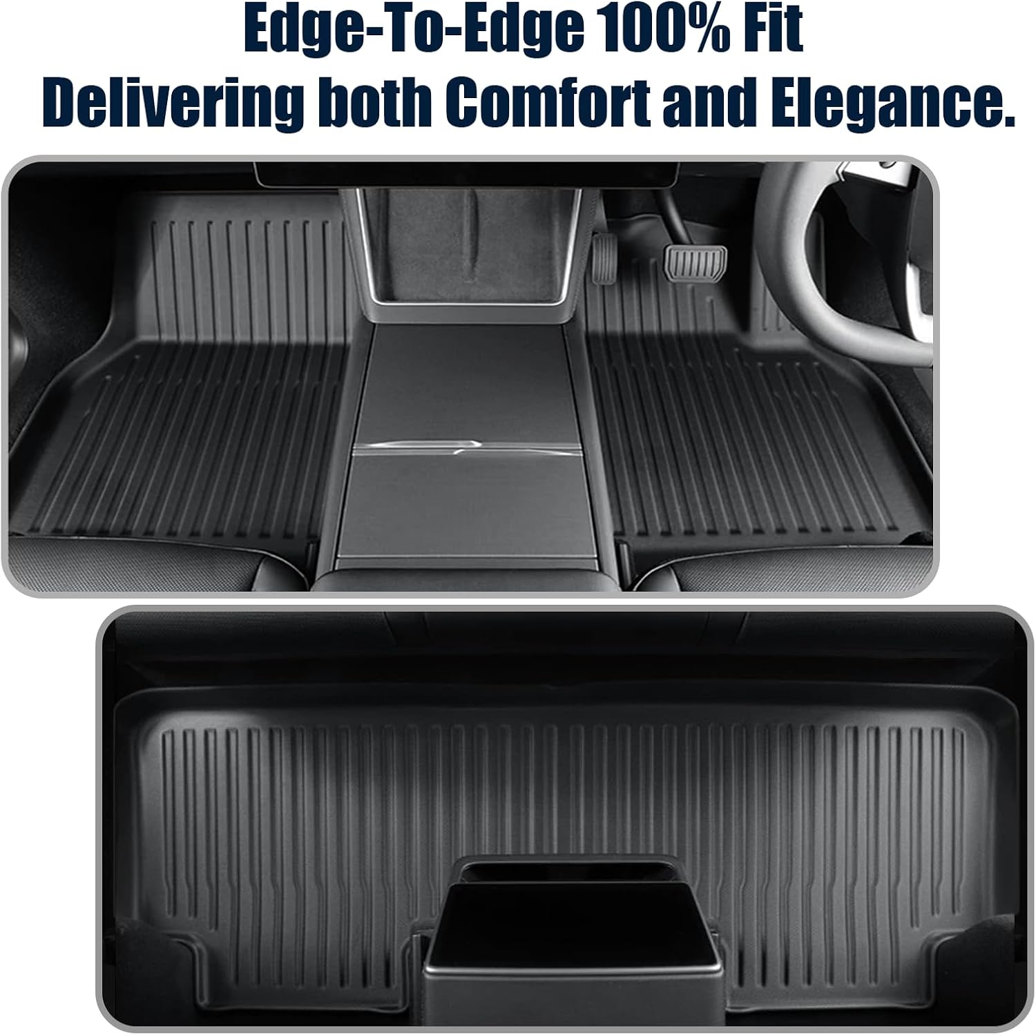Custom Fit Floor Mats for Tesla Model 3 2024-2026 Highland 5-Seater, All Weather TPE Waterproof Odorless Complete Set with Seat Back Liner & Trunk Sill Guard Interior Accessories (8PCS)