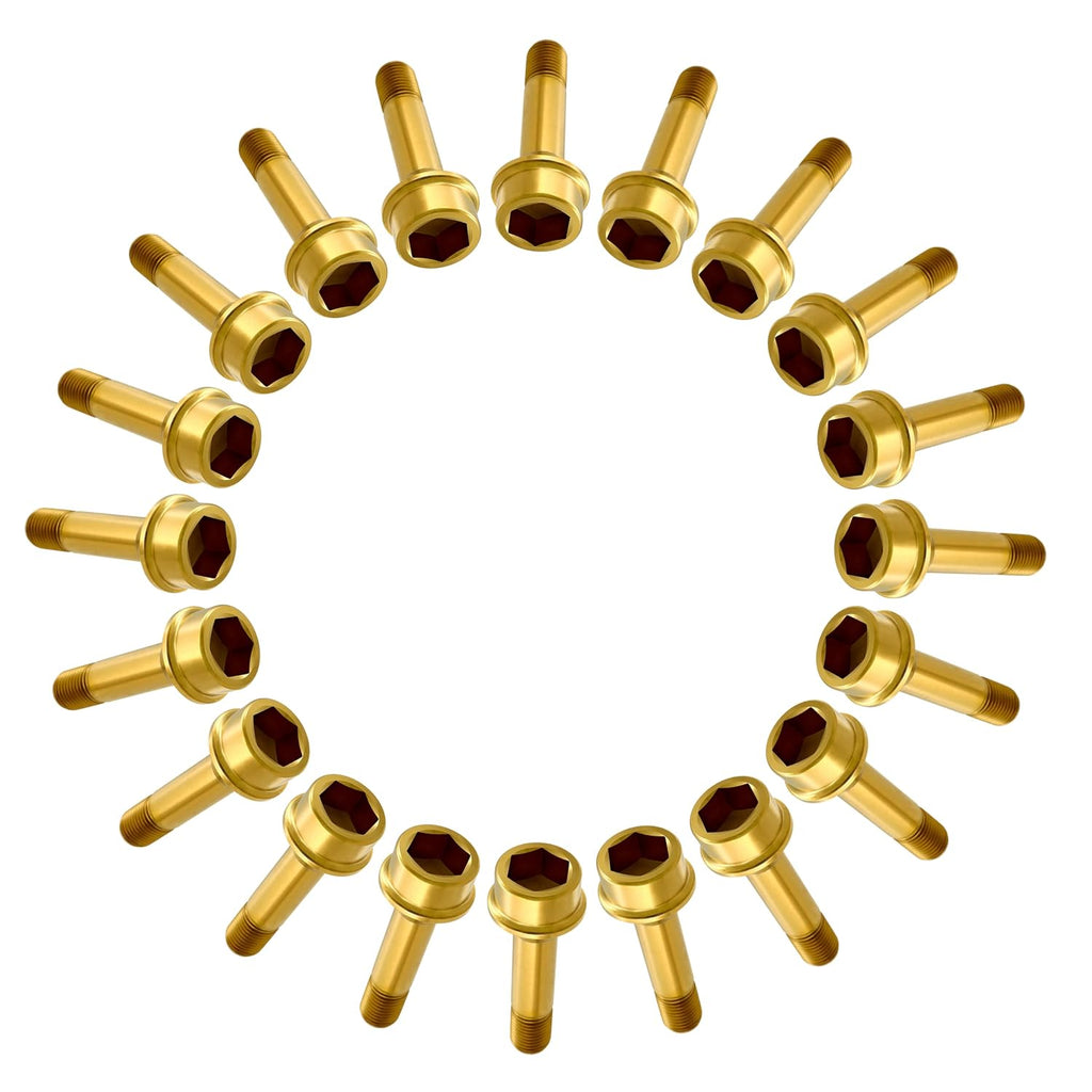RISON Titanium Wheel Lug Bolts M14x1.5x52/67mm Lug Bolts Aerospace Grade 6AL4V Lightweight and Durability Lug Bolt Car Accessories for Ferrari Pack of 20pcs (Gold, M14X1.5X67mm)