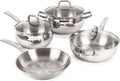 BergHOFF Belly Shape 18/10 Stainless Steel 7Pc Cookware Set, Glass Lids, Fast, Evenly Heat, Induction Cooktop Ready