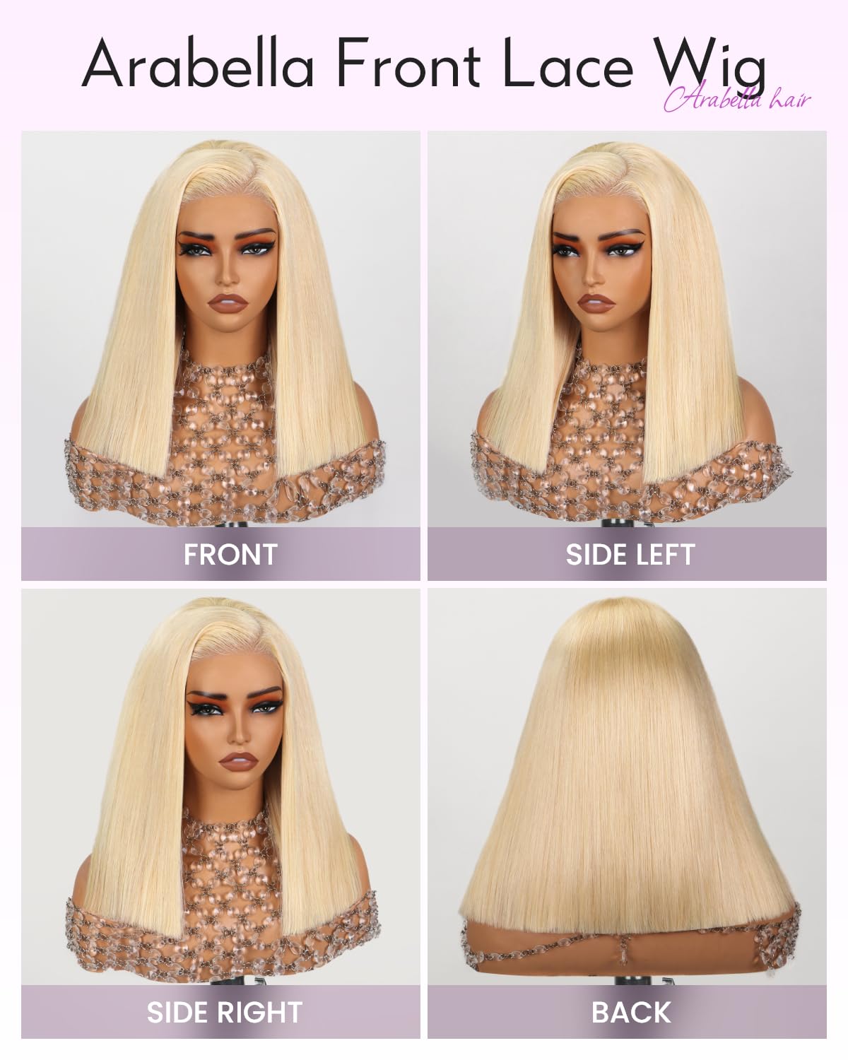 Arabella 5x6 Ready to Go Glueless Wigs Human Hair 210% Density 613 Blonde Bob Wig Human Hair 613 Lace Front Bob Wig Human Hair Pre-Cut Lace Glueless Wigs Human Hair 14inch