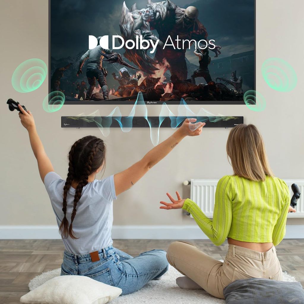 SYLVOX 65' Outdoor TV Bundle with S3 Dolby Atmos Soundbar & Wall Mount, 4K HDR Waterproof Smart TV (Deck Pro 3.0), 1000 Nits, 2.1 Channel 120W Audio, for Patio & Backyard