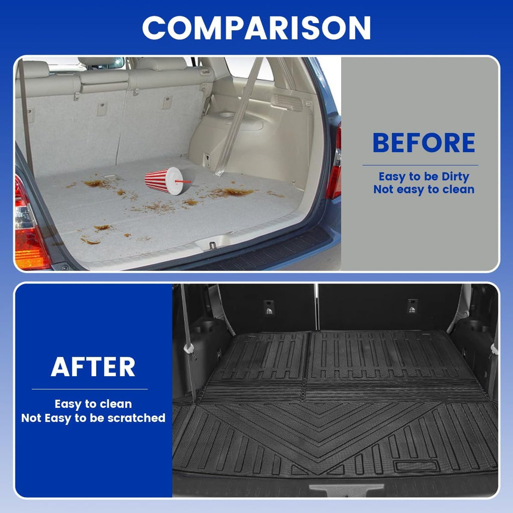 Compatible for 2014-2019 Toyota Highlander Cargo mat backrest mat 2-in-1 All Weather TPE Cargo Liner for 2014-2019 Toyota Highlander Accessories (Only fit 7 Passenger Model)