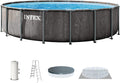 INTEX 26741EP Prism Frame Above Ground Swimming Pool Set: 15ft x 48in – Includes 1000 GPH Cartridge Filter Pump – Removable Ladder – Pool Cover – Ground Cloth