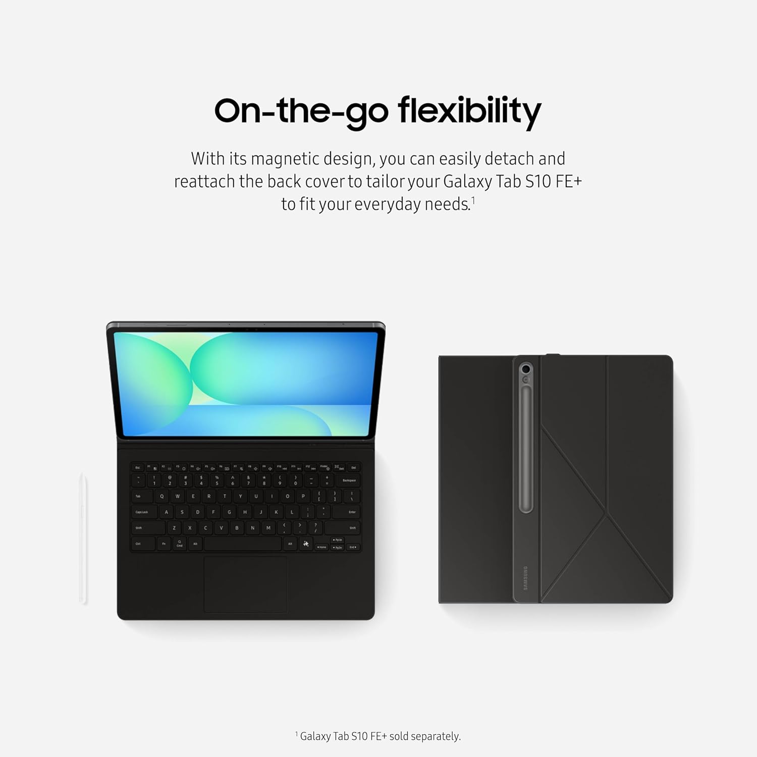 Samsung Galaxy Tab S10 FE+ Book Cover Keyboard - AI Key for Galaxy Tab S10 FE+, Detachable Platform, PC-Like Experience, Wireless Keyboard Sharing, Black