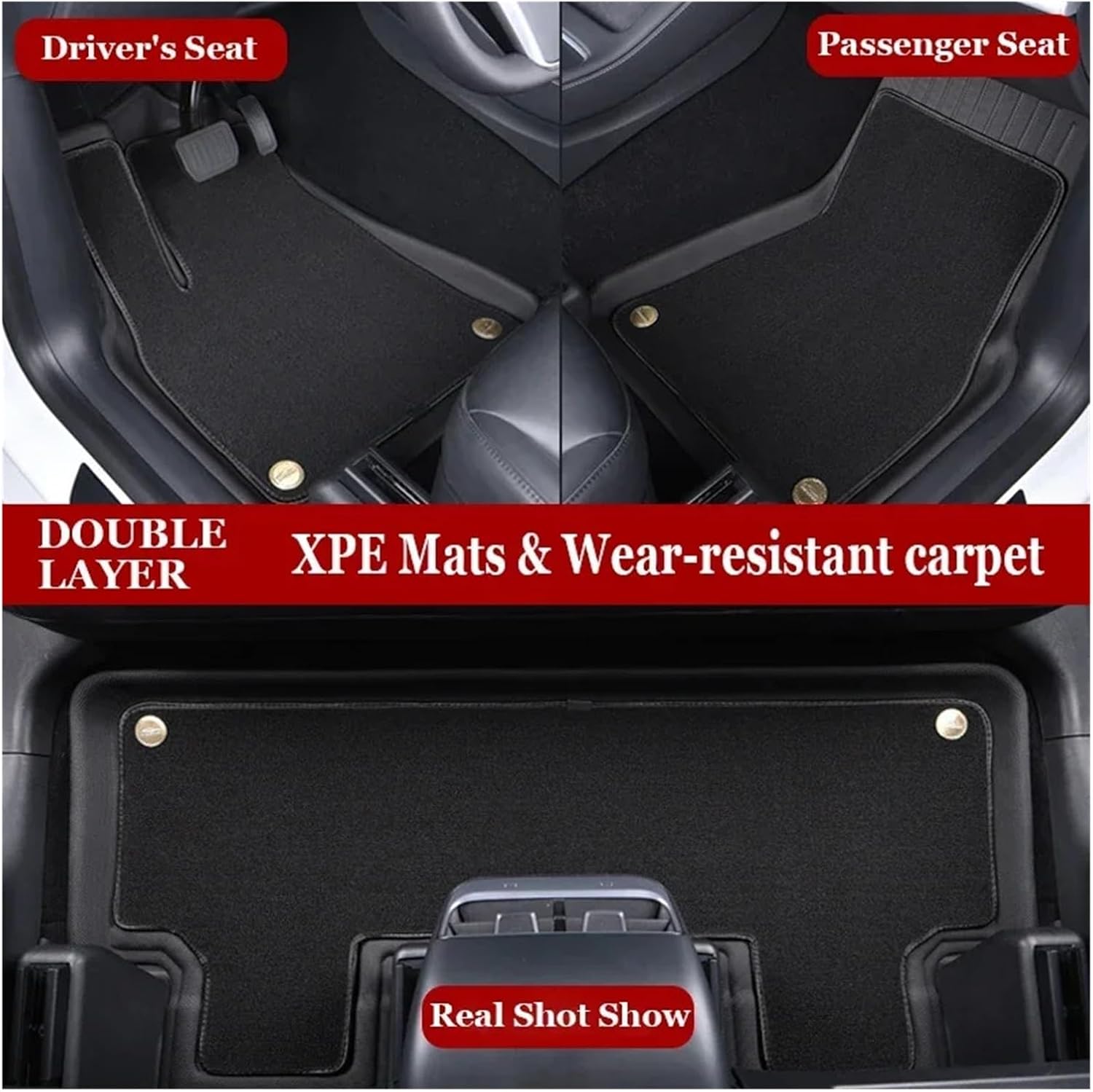 Floor Mats Compatible with Tesla Model 3 Highland All-Weather Cargo Liner Rear Cargo Tray Trunk Mat with Backrest Mat Interior Accessories(DL-FM-11PCS,Right-Hand Drive)