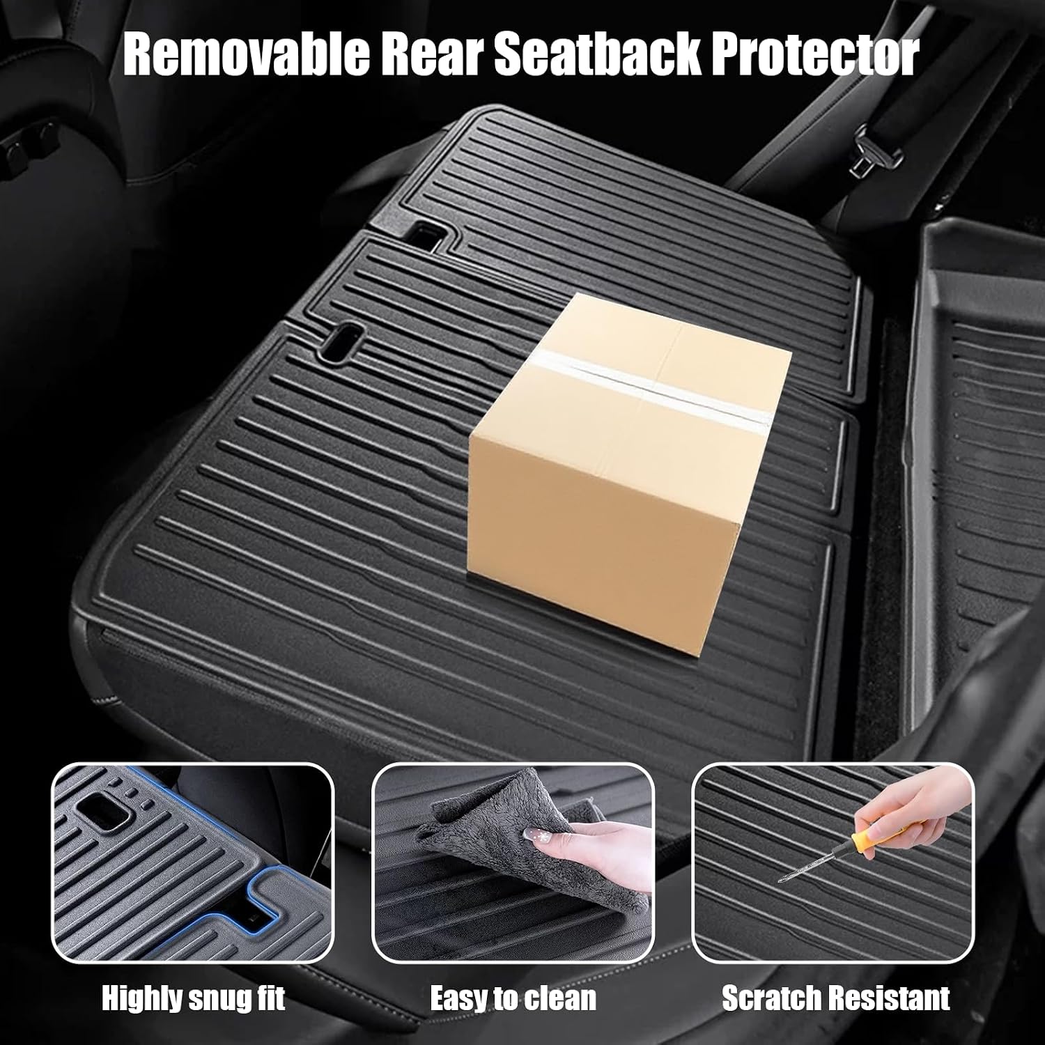 Floor Mats Compatible with Tesla Model 3 2024-2026 Highland 5-Seater, All Weather TPE Waterproof Odorless Complete Set with Seat Back Liner & Trunk Sill Guard Interior Accessories (8PCS)