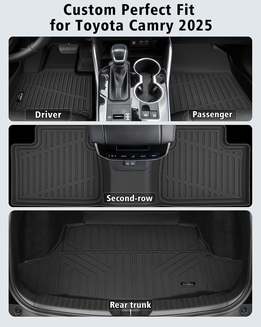 Floor Mats & Trunk Mat Custom Fit for Toyota Camry 2025 (Include Hybrid) All Weather TPE Rubber Cargo Liner Anti-Slip Full Set Automotive Floor Liners for Camry Accessories