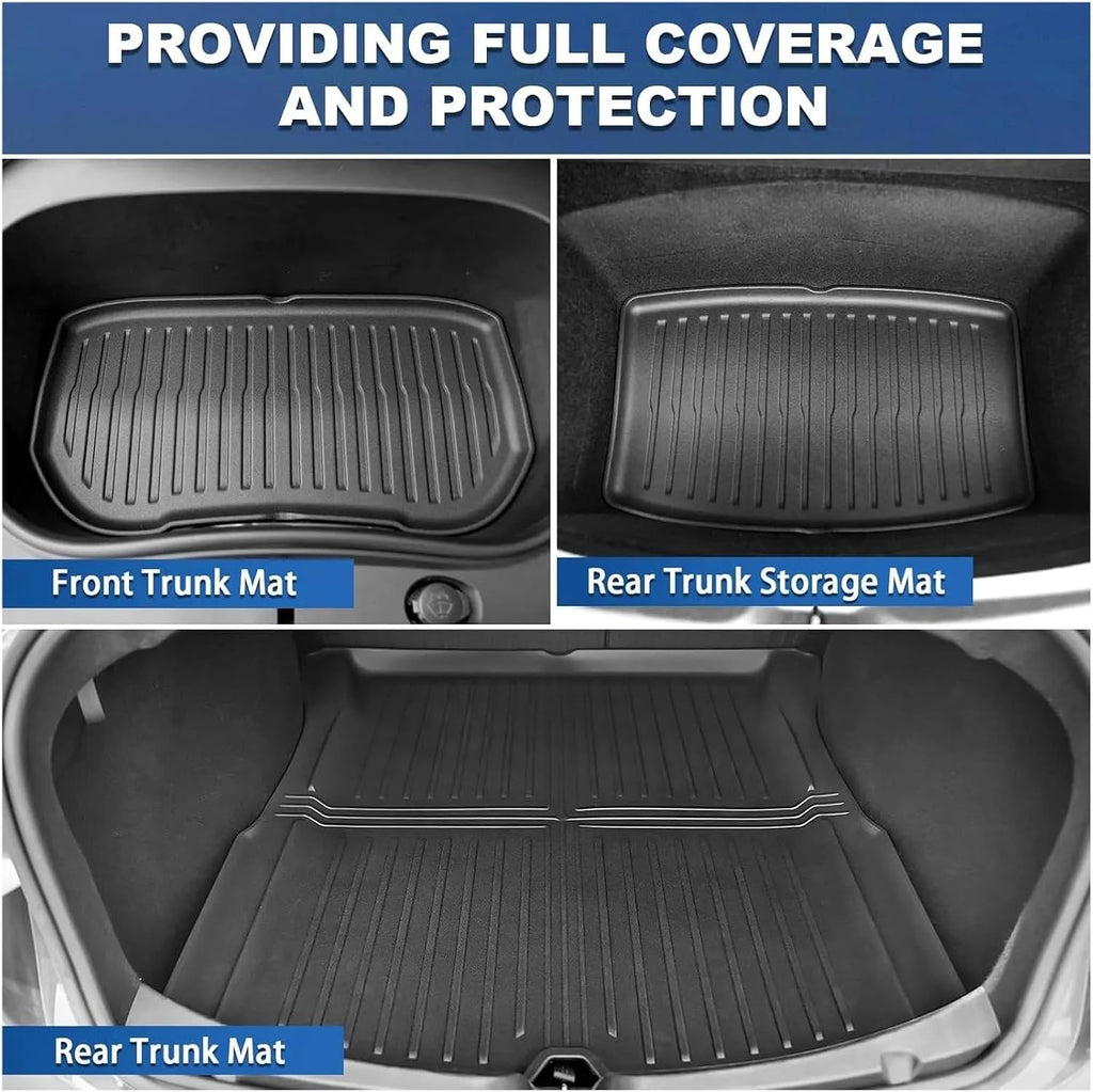 Compatible with Tesla Model 3 2024 2025 2026 Highland Floor Mats Cargo Liner TPE Pad Left/Right Hand Rubber(3pcs Back Sets)