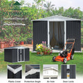 8' x 6' Outdoor Metal Storage Shed Outdoor Shed Galvanized Steel Garden Shed with Sliding Door and Window for Ventilation Storage Sheds House for Backyard Garden