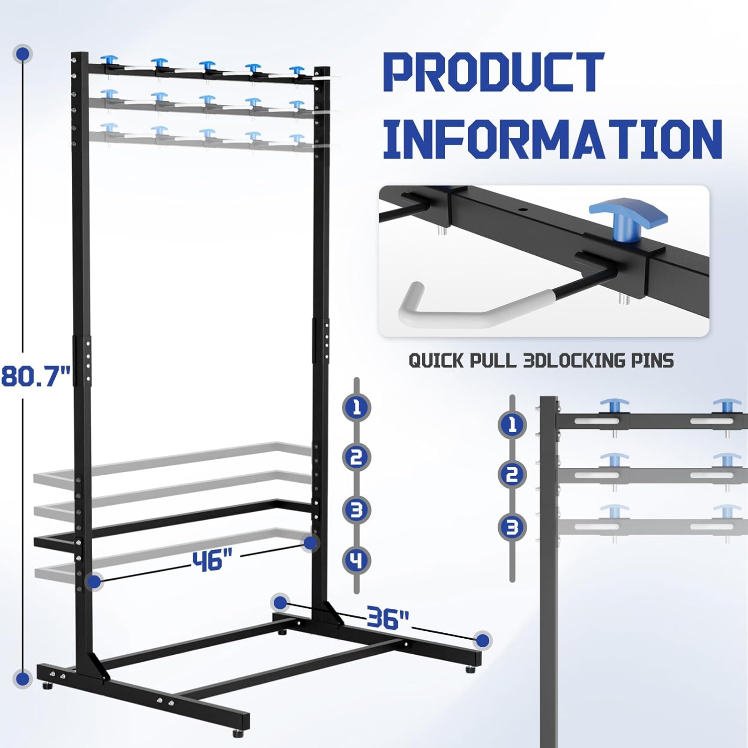 Freestanding Bike Rack with Caster Vertical Bike Storage Stand for Garage Indoor Bicycle Organizer Holds Up to 5 Bikes