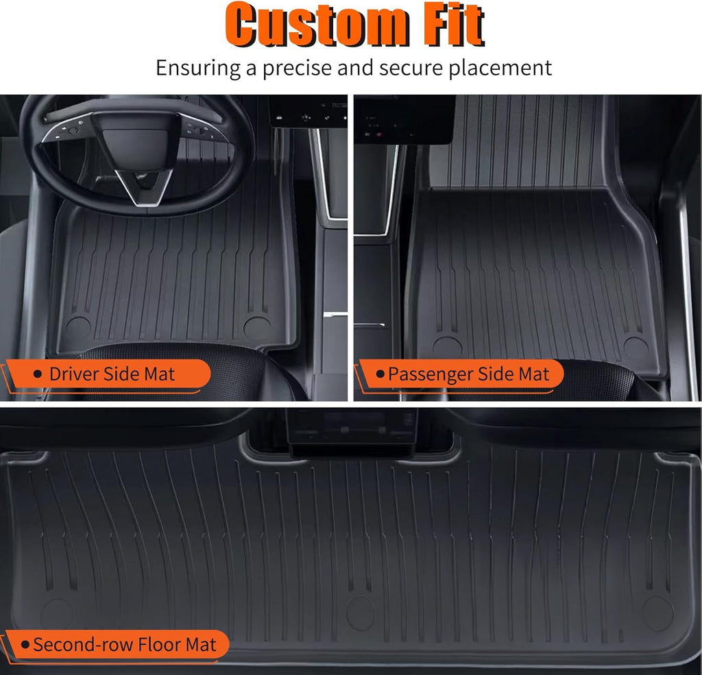 Floor Mats Trunk Mat for Tesla Model Y Juniper 2025 2026(5-Seat), All Weather TPE Floor Liners with Trunk Door Sill Protector Custom Fit for Model Y Juniper Accessories 7PCs