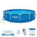 Funsicle Activity 15' x 36' Round Above Ground Swimming Pool Set with SkimmerPlus 2-in-1 Filter Pump - Easy Setup for Backyard Fun