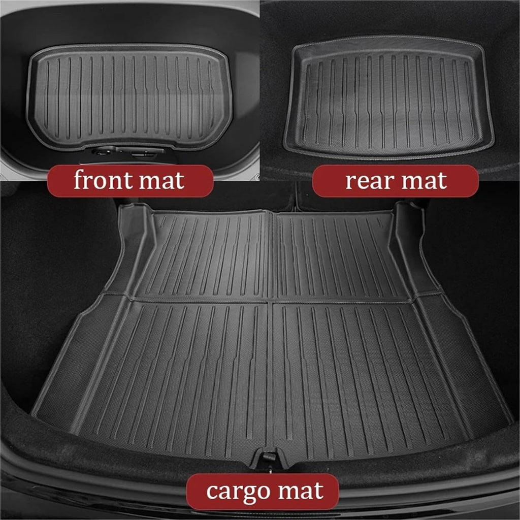 Floor Mats Cargo Liner Compatible for Tesla Model 3 2025 Highland Waterproof Slip Trunk Mat TPE Pads Model 3 2026 Highland Accessories(for 3 3Pcs Floor Mat)