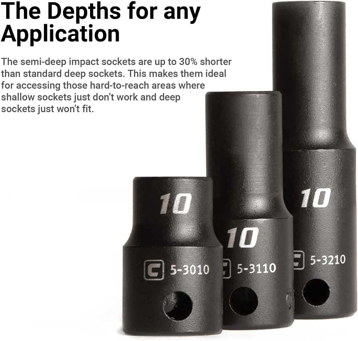 Capri Tools 3/8 in. Drive Shallow, Semi-Deep and Deep Impact Socket Set, Metric, 8 to 22 mm, 45-Piece with Billet Aluminum Socket Rail