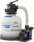 AQUASTRONG Sand Filter Pump for Above Ground Pool, Pool Pumps Above Ground, Pool Sand Filter with 6-Way Valve,Improved Circulation and Filtration,16in, up to 16000 Gallons