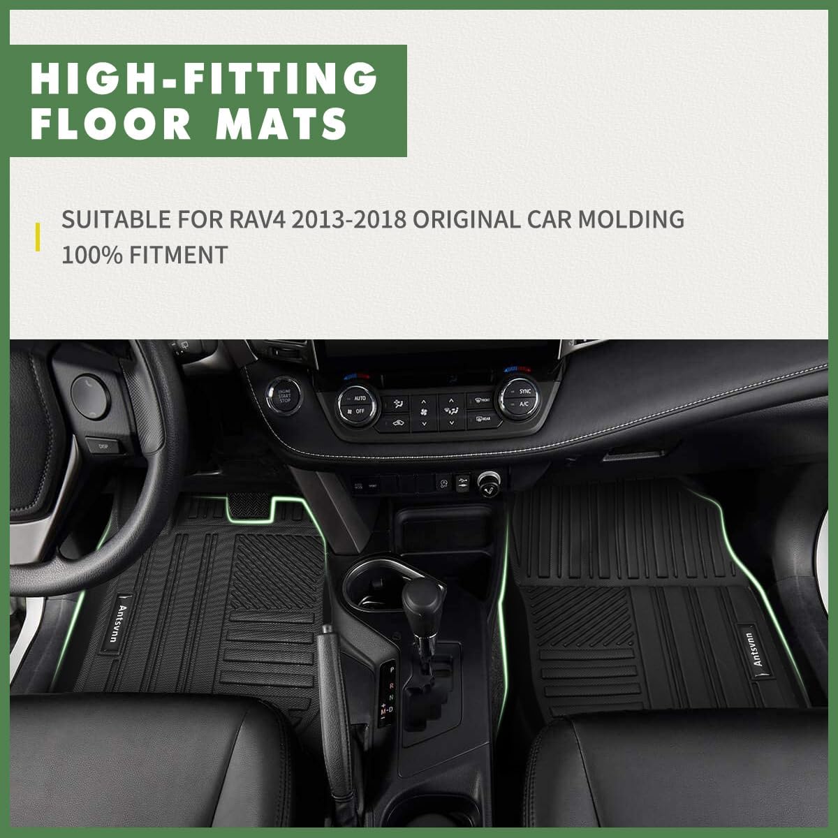Fit for 2013-2018 Toyota RAV4 Floor Mats Cargo Mat Backrest Mat, All-Weather 3D Custom Interior Car Cargo Trunk Liners Fit LE/SE/XLE/Limited/Platinum/Adventure, AWD&FWD Accessories（Full Set）