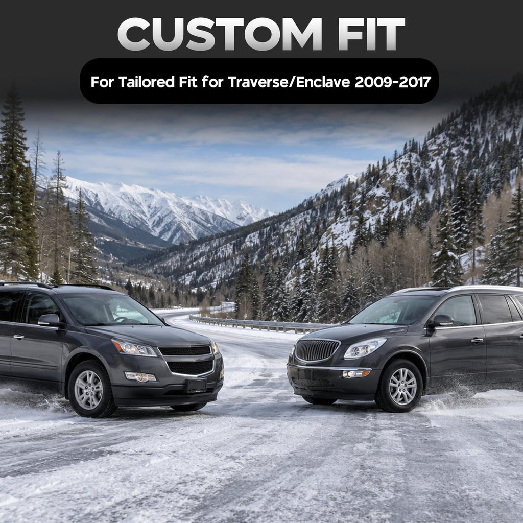 Floor Mats Compatible with Chevy Traverse & for Buick Enclave 2009-2017(7 Seats),All Weather Protection Duarble TPE Cargo Liner with Backrest Mats Accessories Compatible with Traverse & Enclave