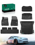 YHTAUTO for Tesla Model 3 Floor Mats 2023 2022 2021 Accessories, All Weather TPE Car Mats Carpet, Front Trunk Mat Rear Cargo Liner Storage Mat, Anti-Slip Waterproof Odorless