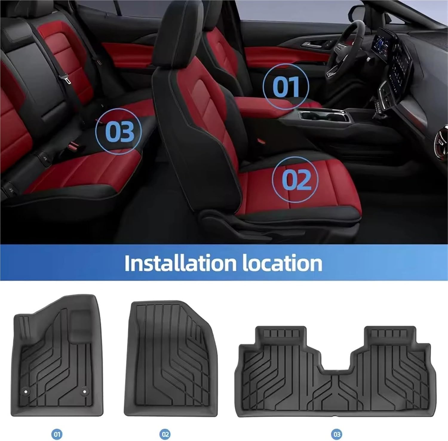 Car Trunk Mat Compatible with Chevy Equinox EV 2025 TPE Foot All Weather Anti-Slip Rear Cargo Liner Anti Dirty Pads(TPE Trunk mat)