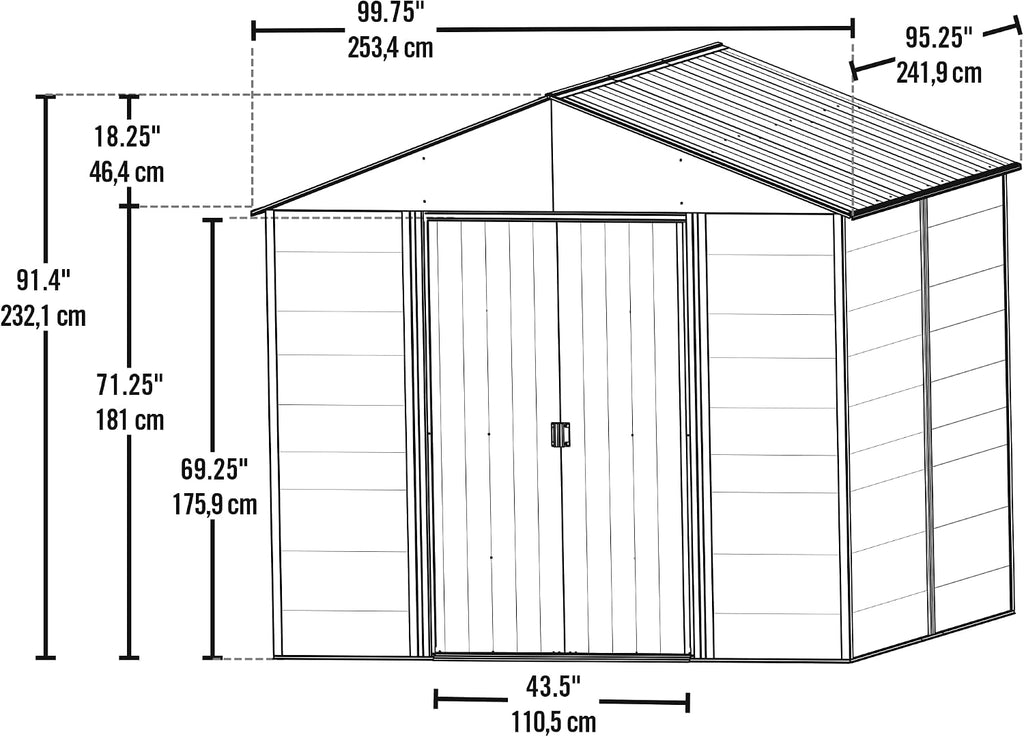 Arrow Shed 8' x 8' Ironwood Galvanized Steel Outdoor Shed Kit, Anthracite