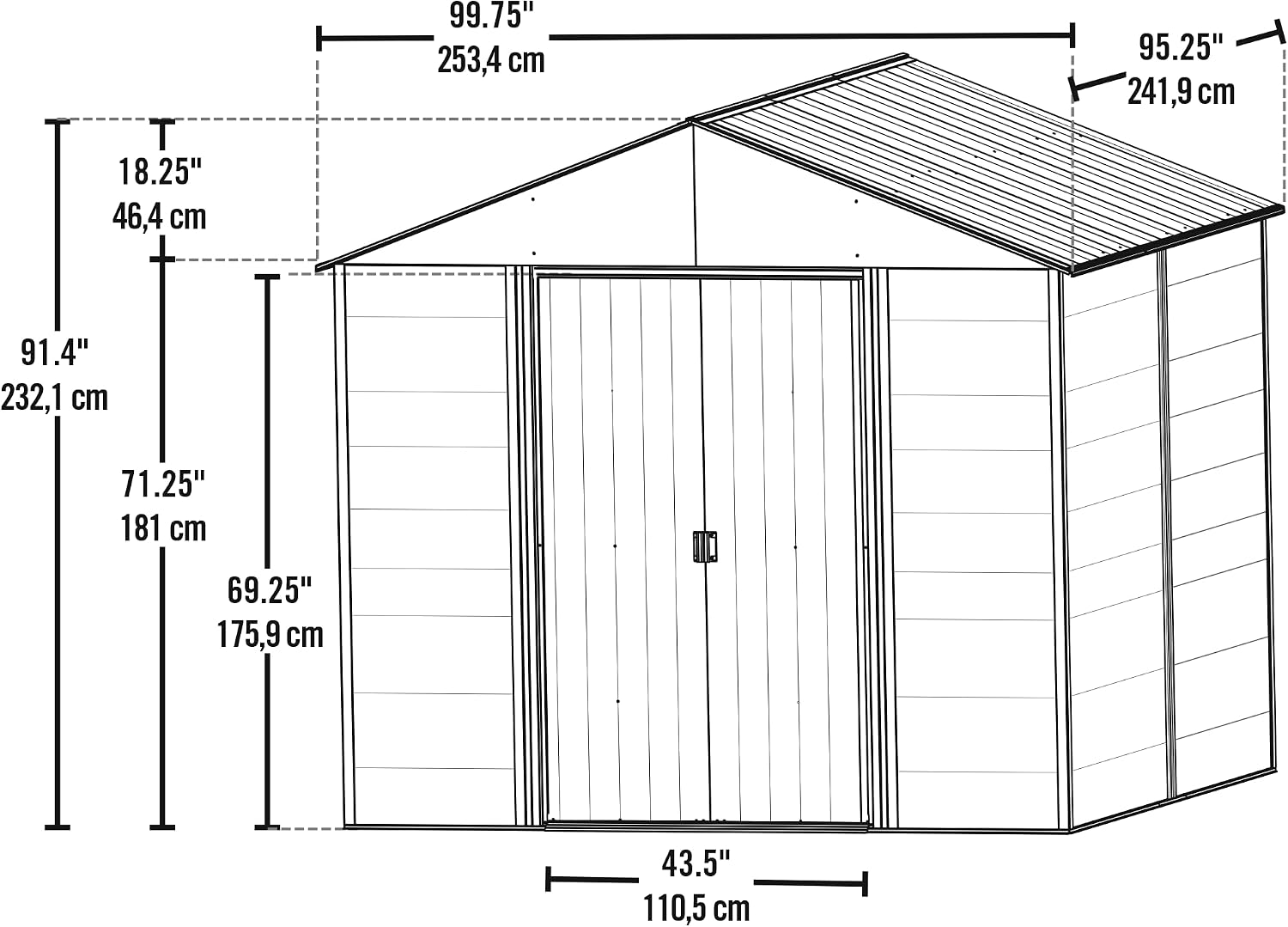 Arrow Shed 8' x 8' Ironwood Galvanized Steel Outdoor Shed Kit, Anthracite